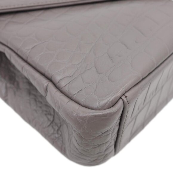 Yves Saint Laurent  College Medium Crocodile Embossed Leather Satchel Bag Gray - Picture 6 of 15